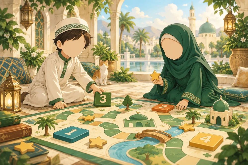 الأركيد التعليمي — رسم إسلامي بشخصيات بلا ملامح